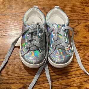 GAP Iridescent Silver Holographic Kids Sneakers